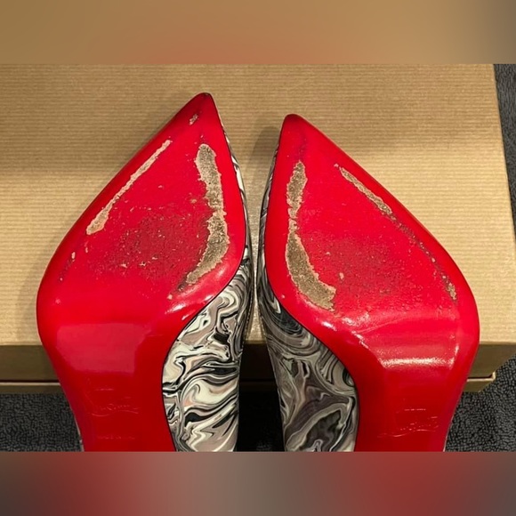 Christian Louboutin Worn Twice Patent Marble Swirl Pigalle Follies 100 Size 39 - Picture 14 of 14